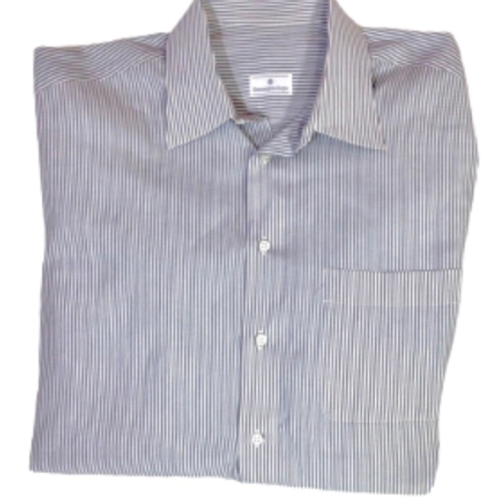 Zegna Gray & White Striped Button Down Shirt